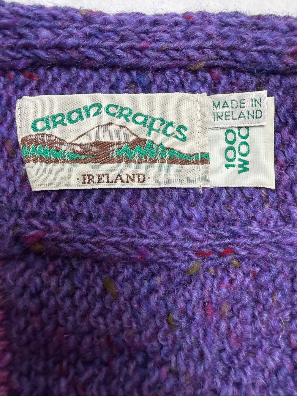 Vintage Aran Crafts Made in Ireland Cable Knit Wool Scarf Celtic Fisherman Warm